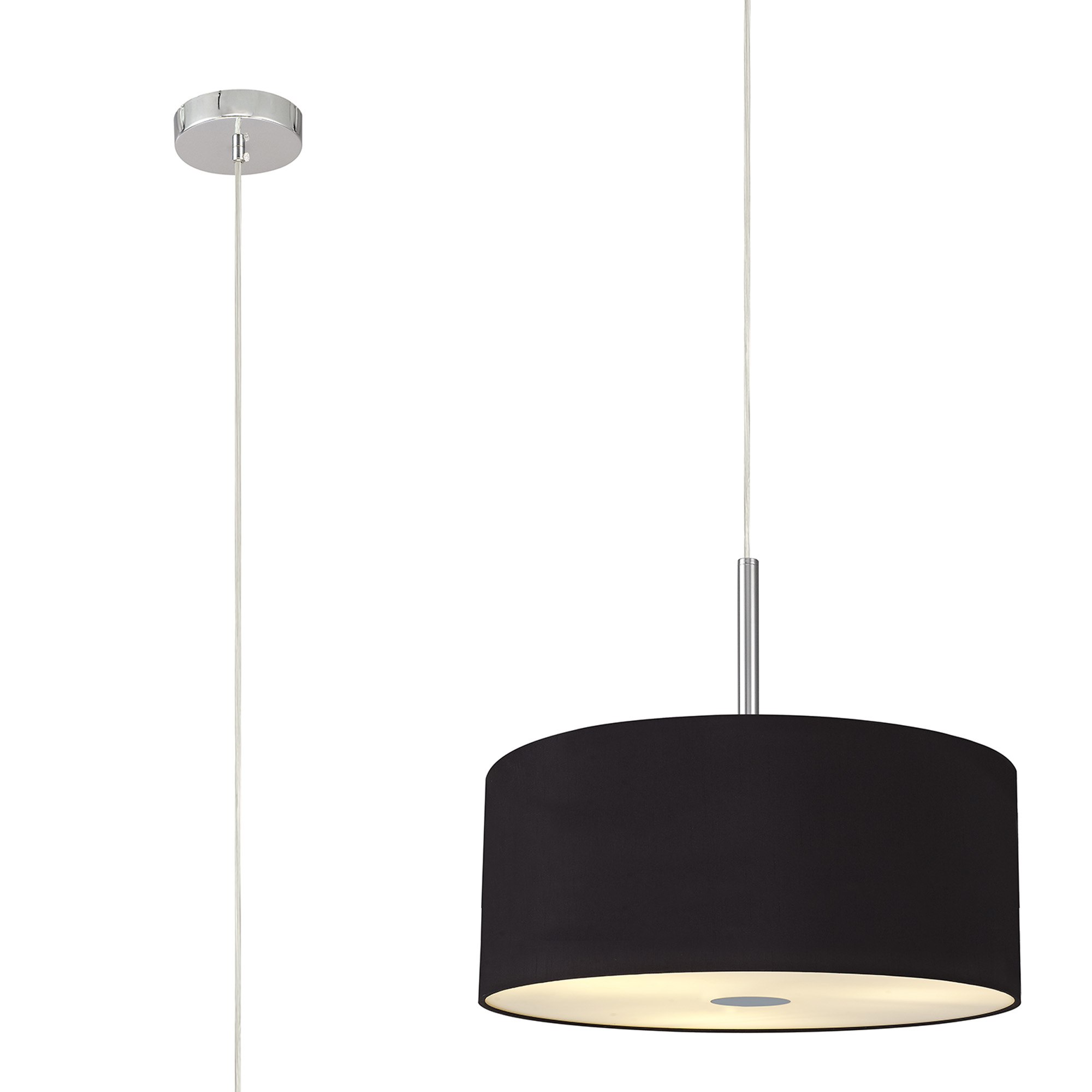 DK0471  Baymont 40cm 5 Light Pendant Polished Chrome, Midnight Black/Green Olive, Frosted Diffuser
